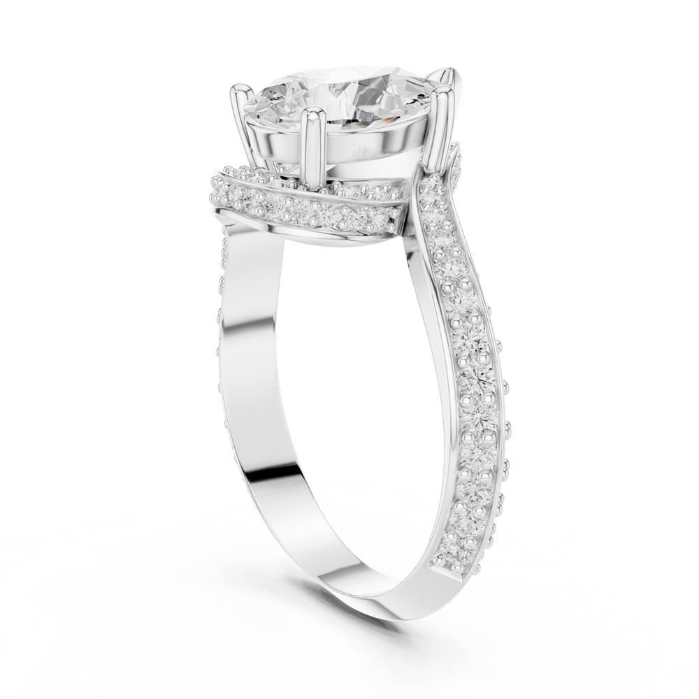Pear Cut Diamond Halo Engagement Ring with Split Shank