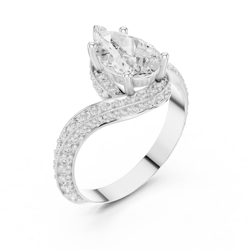 Pear Cut Diamond Halo Engagement Ring with Split Shank