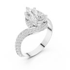 Pear Cut Diamond Halo Engagement Ring with Split Shank