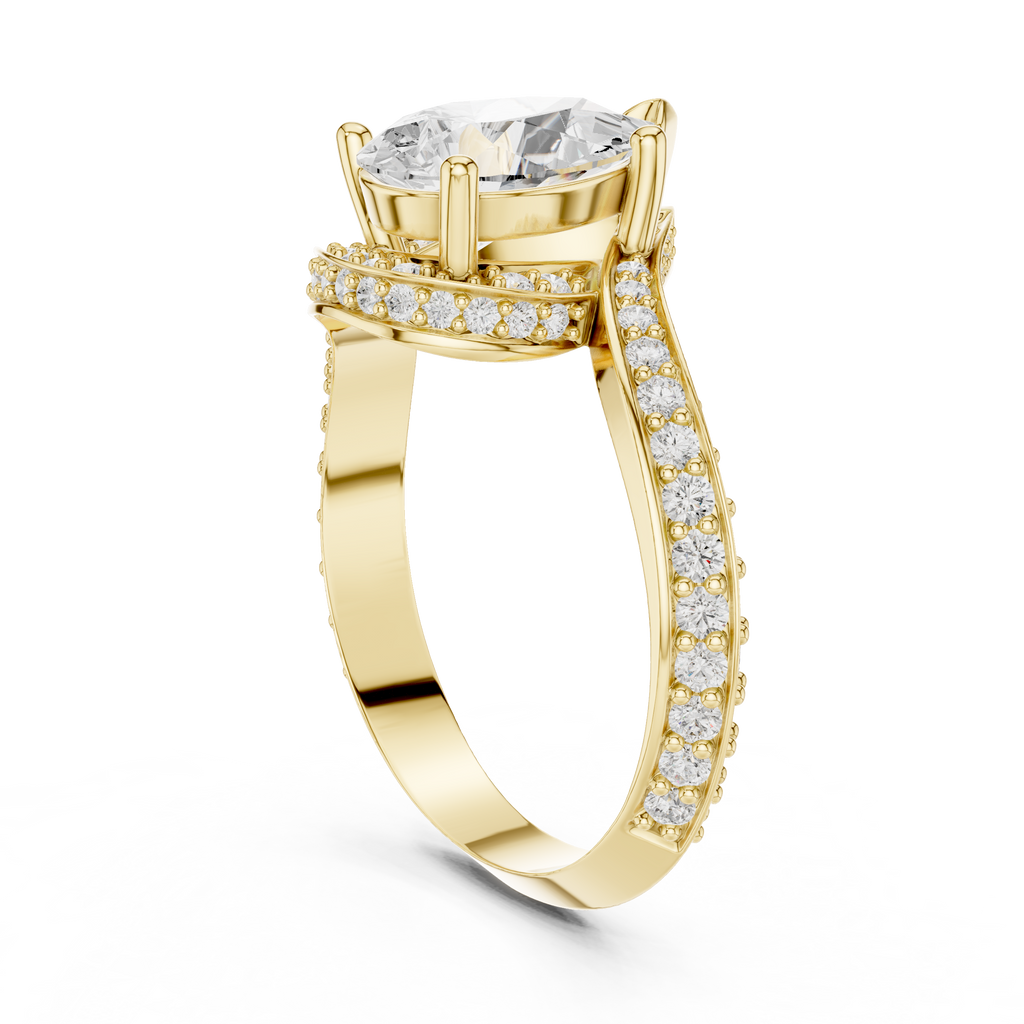Pear Cut Diamond Halo Engagement Ring with Split Shank
