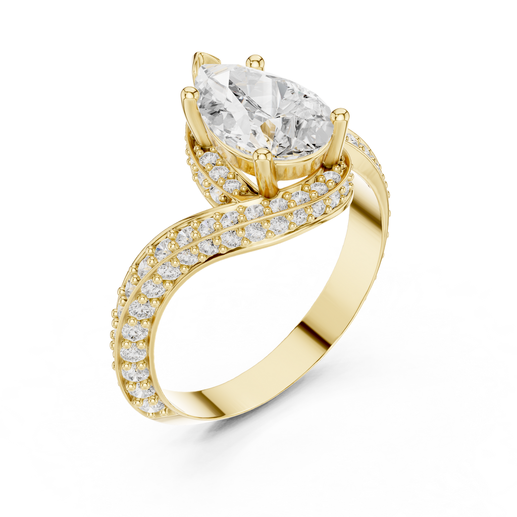 Pear Cut Diamond Halo Engagement Ring with Split Shank
