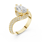 Pear Cut Diamond Halo Engagement Ring with Split Shank