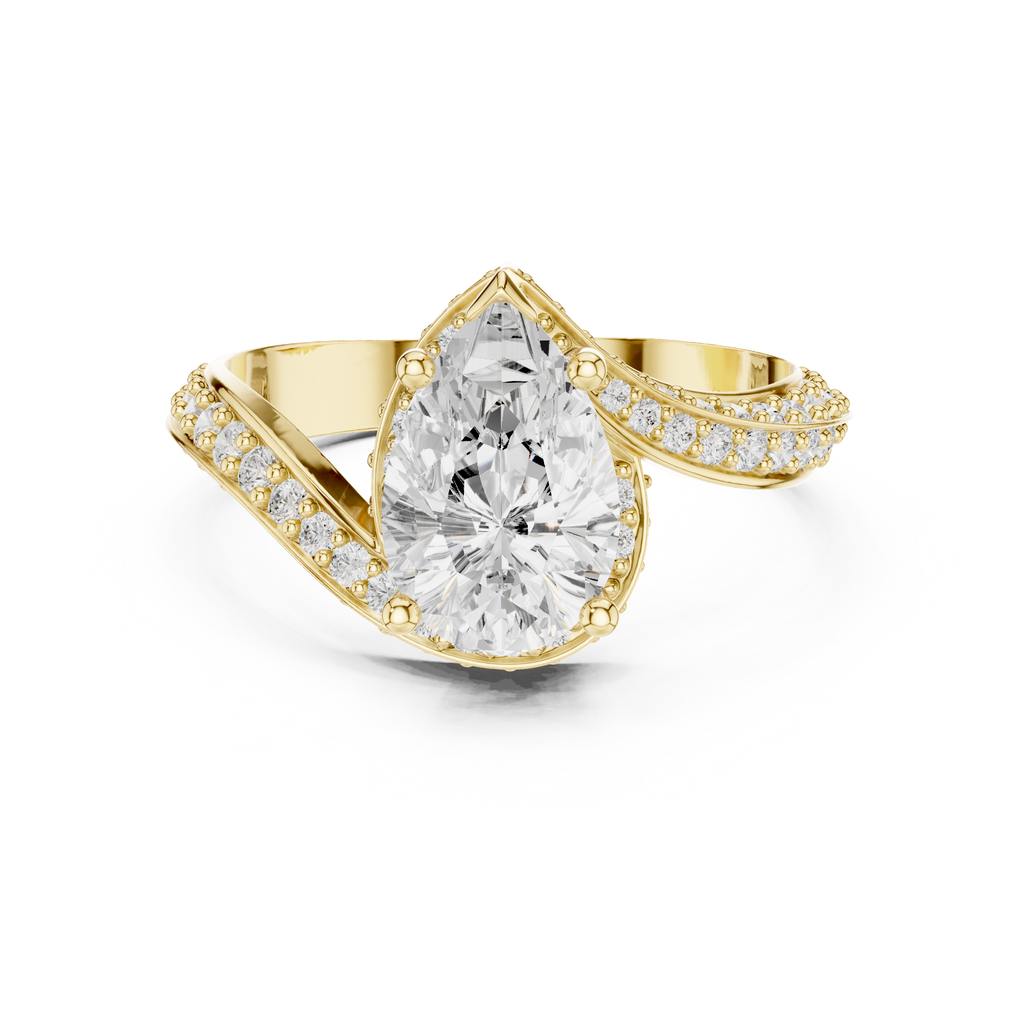 Pear Cut Diamond Halo Engagement Ring with Split Shank