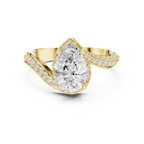 Pear Cut Diamond Halo Engagement Ring with Split Shank