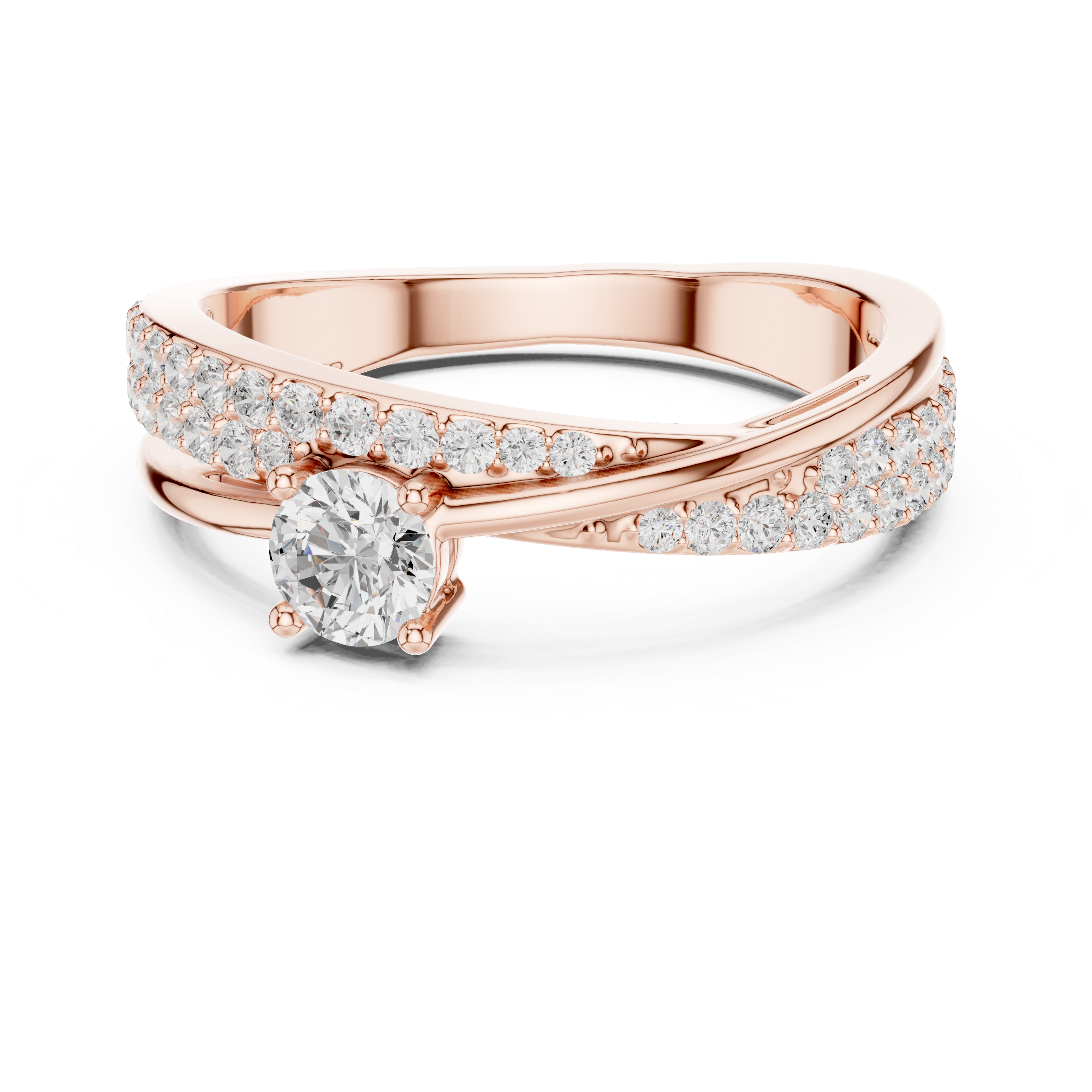 Round Diamond Split Shank Engagement Ring