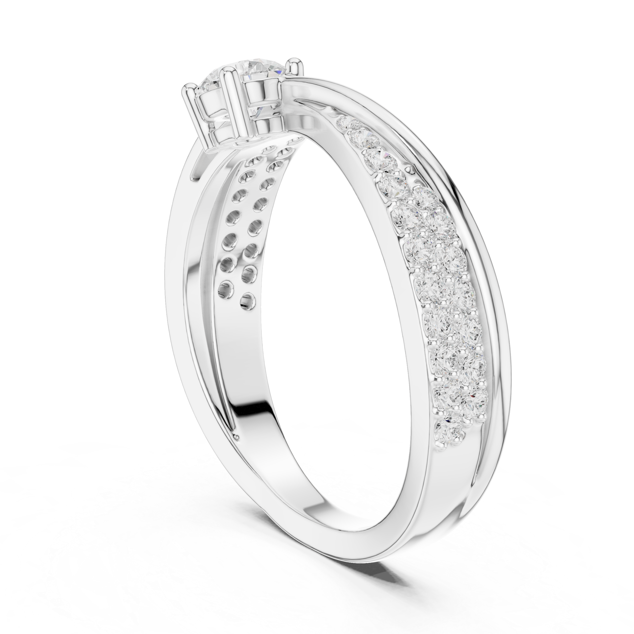 Round Diamond Split Shank Engagement Ring