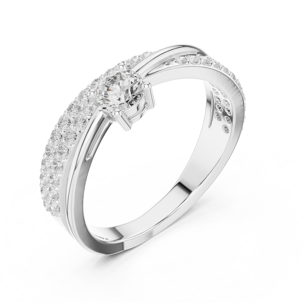 Round Diamond Split Shank Engagement Ring
