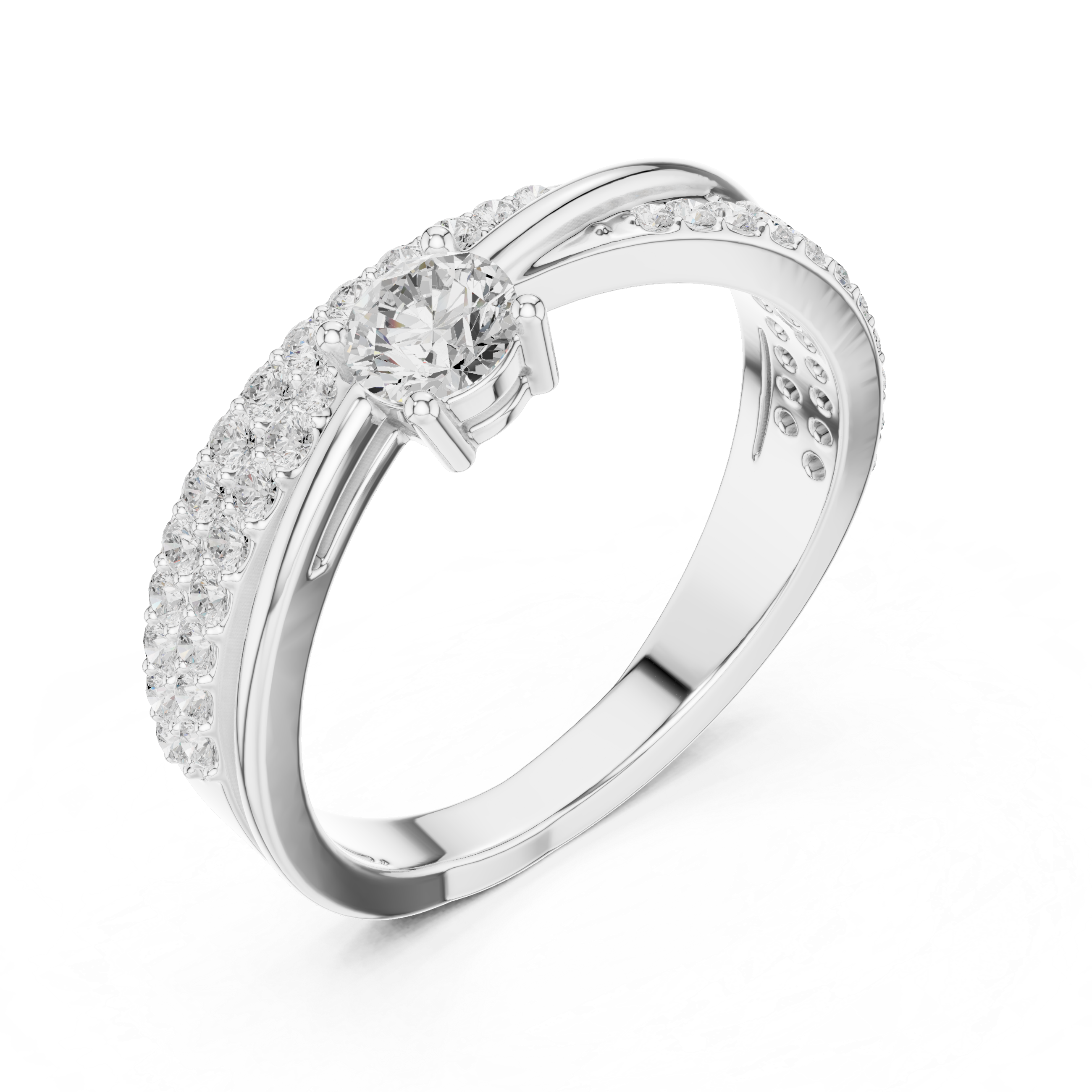Round Diamond Split Shank Engagement Ring
