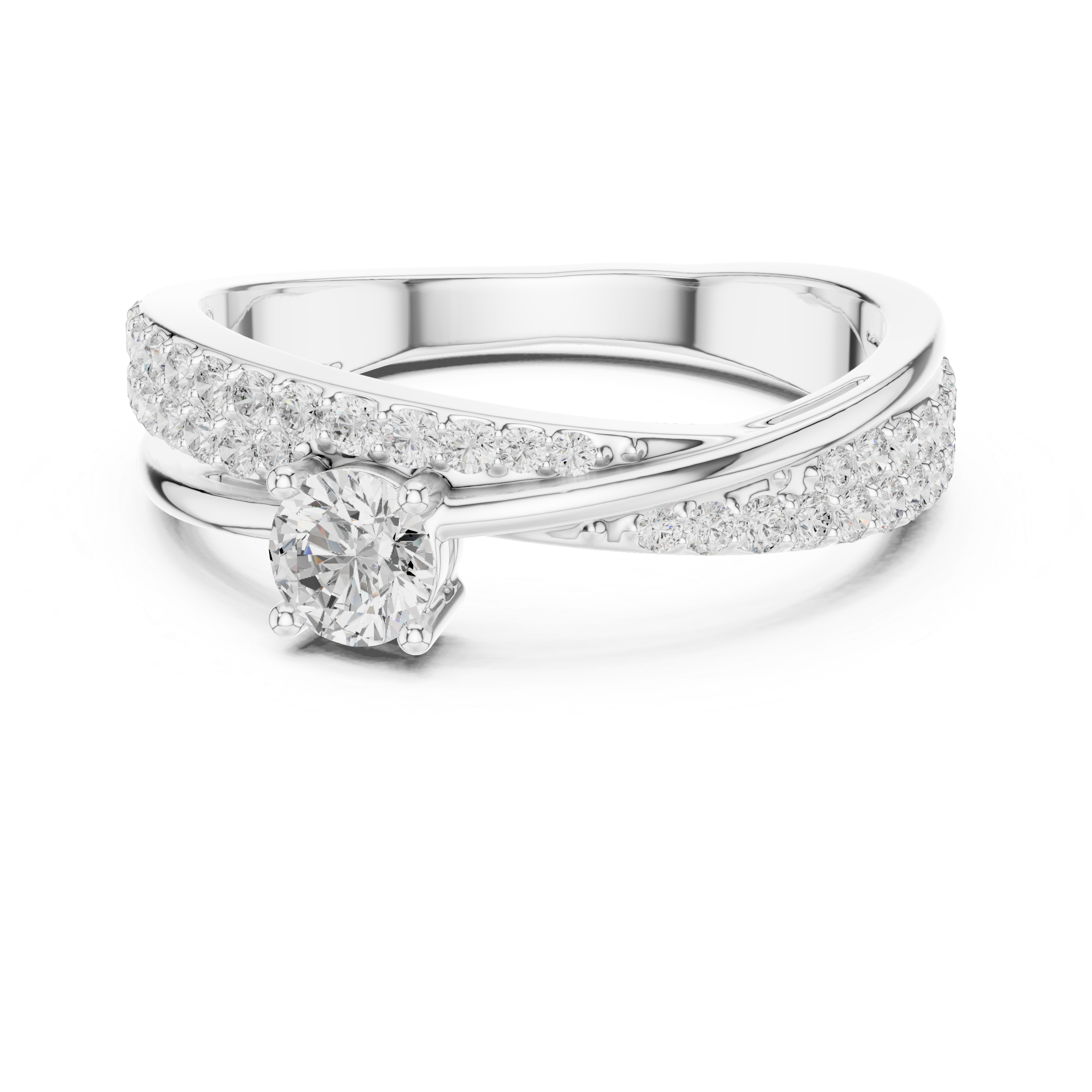Round Diamond Split Shank Engagement Ring