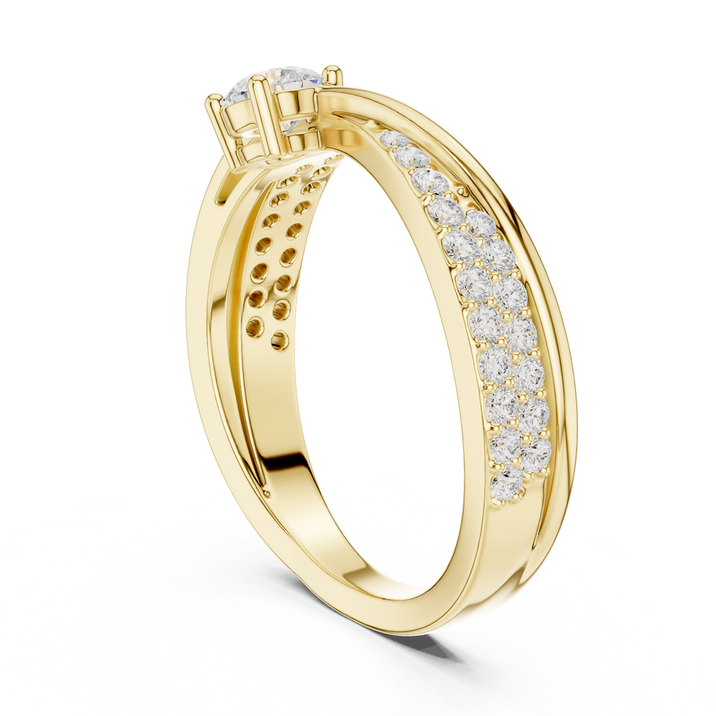 Round Diamond Split Shank Engagement Ring