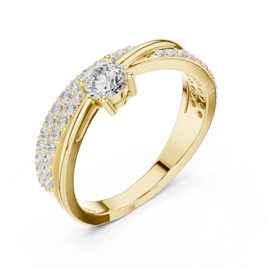 Round Diamond Split Shank Engagement Ring