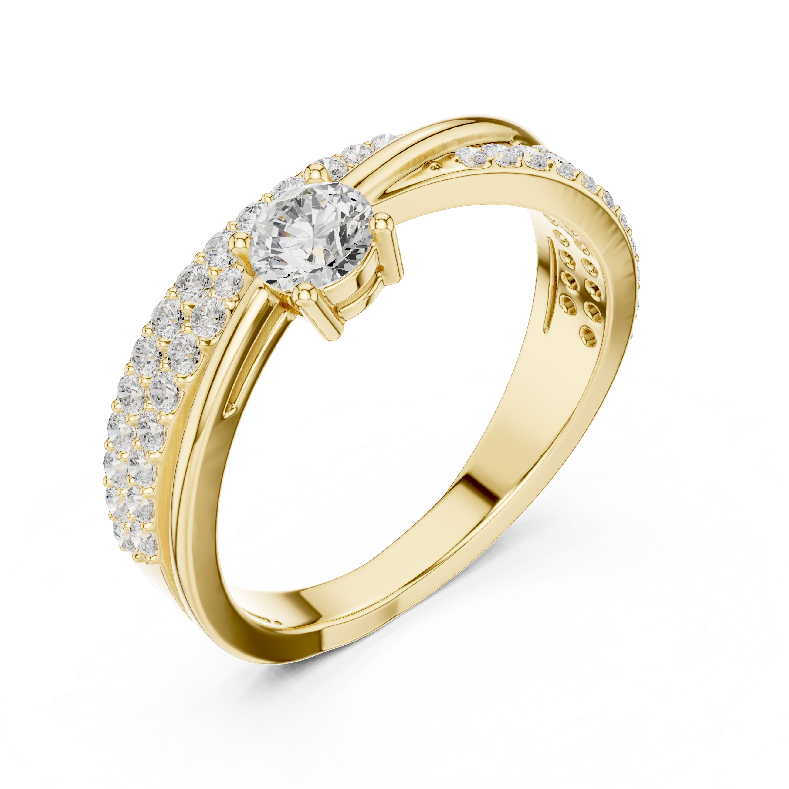 Round Diamond Split Shank Engagement Ring