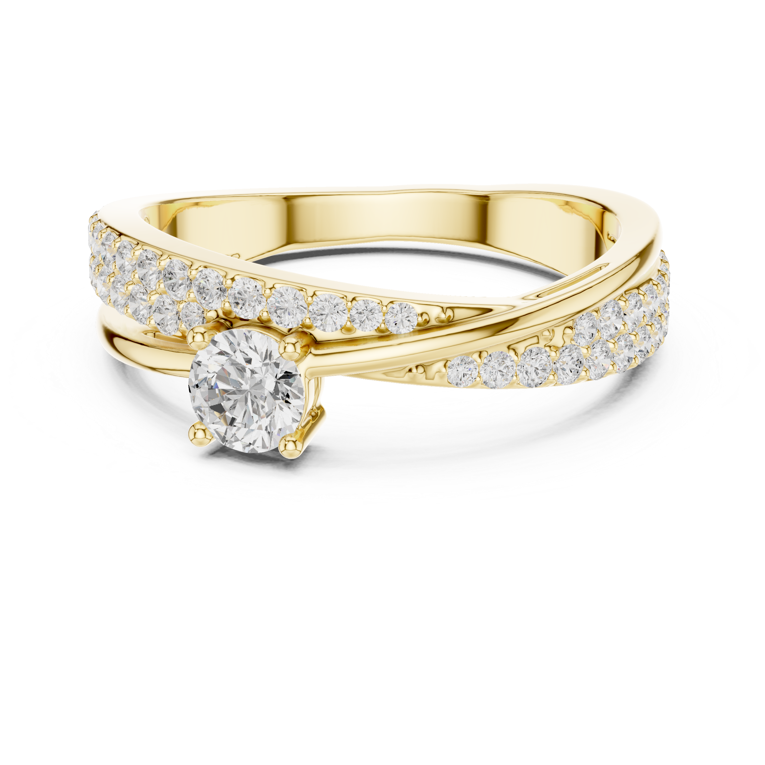Round Diamond Split Shank Engagement Ring