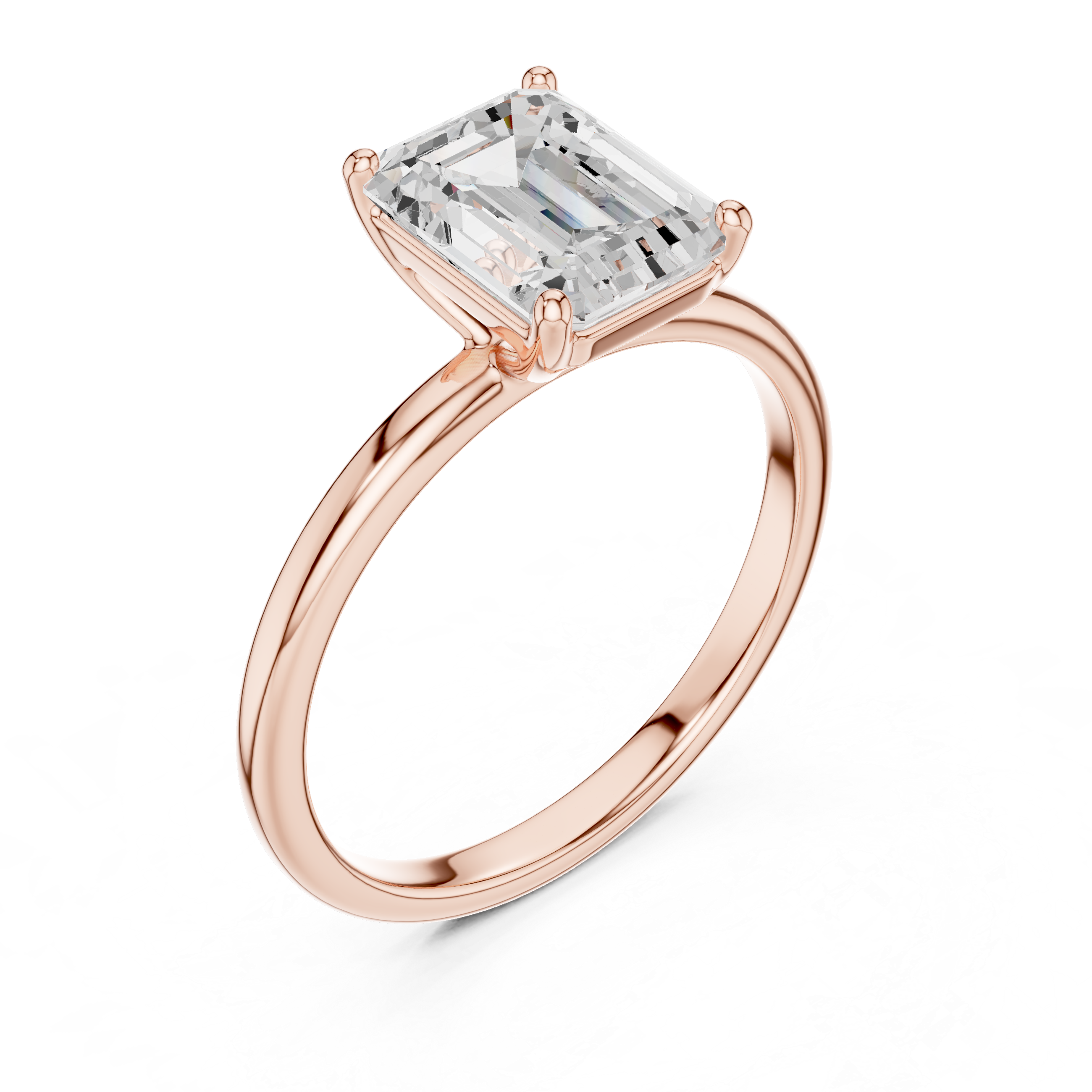 Emerald Cut Diamond Solitaire Engagement Ring