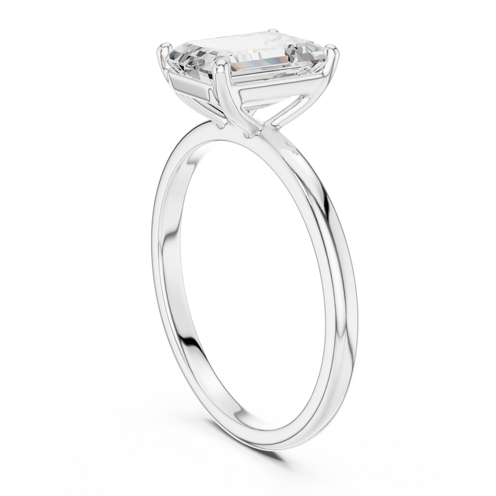 Emerald Cut Diamond Solitaire Engagement Ring