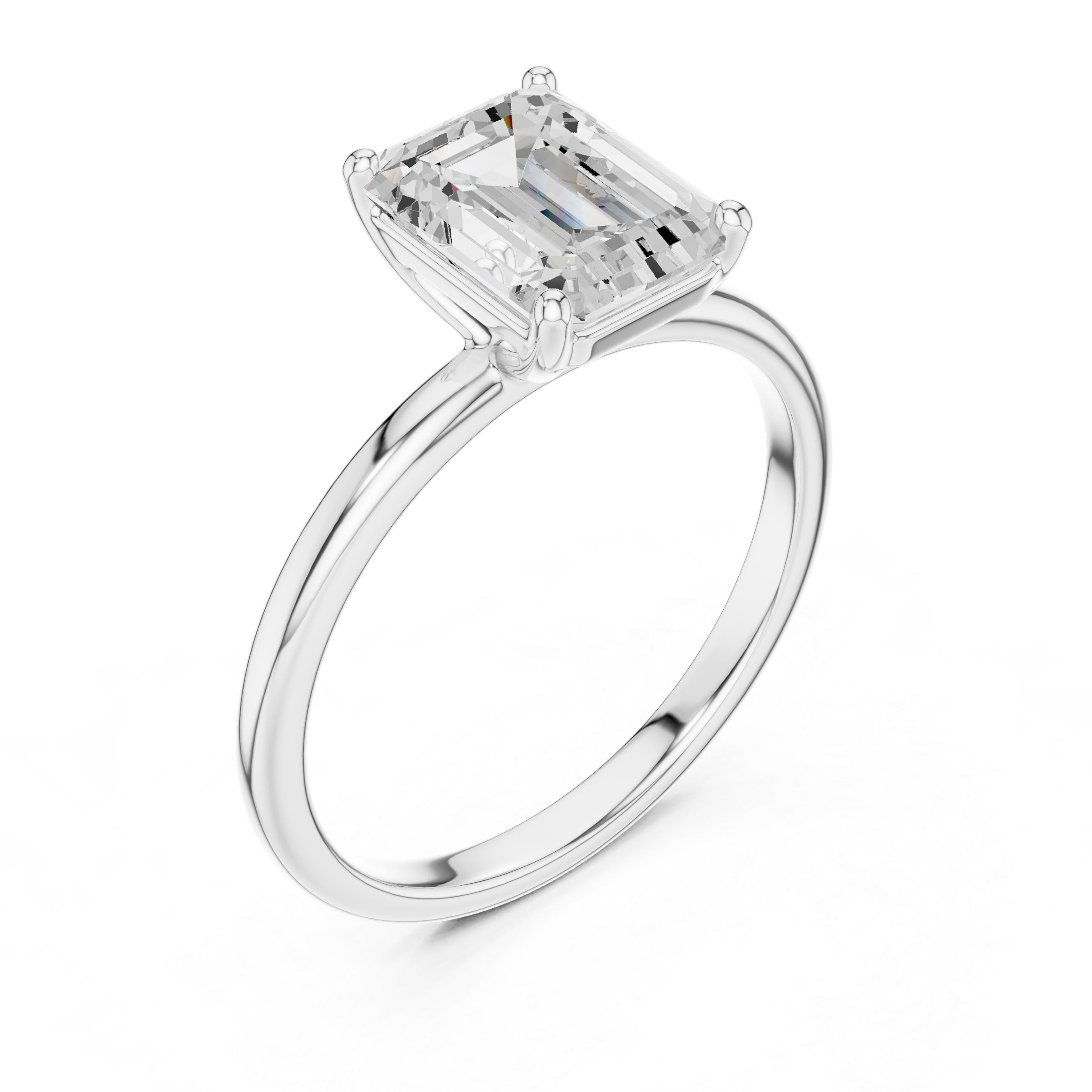 Emerald Cut Diamond Solitaire Engagement Ring