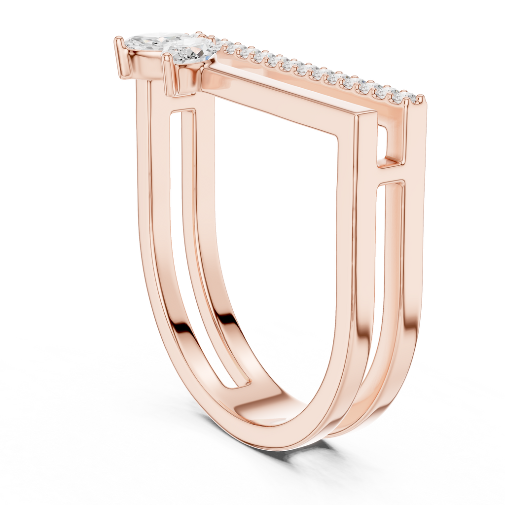 Marquise Diamond Open Bar Engagement Ring