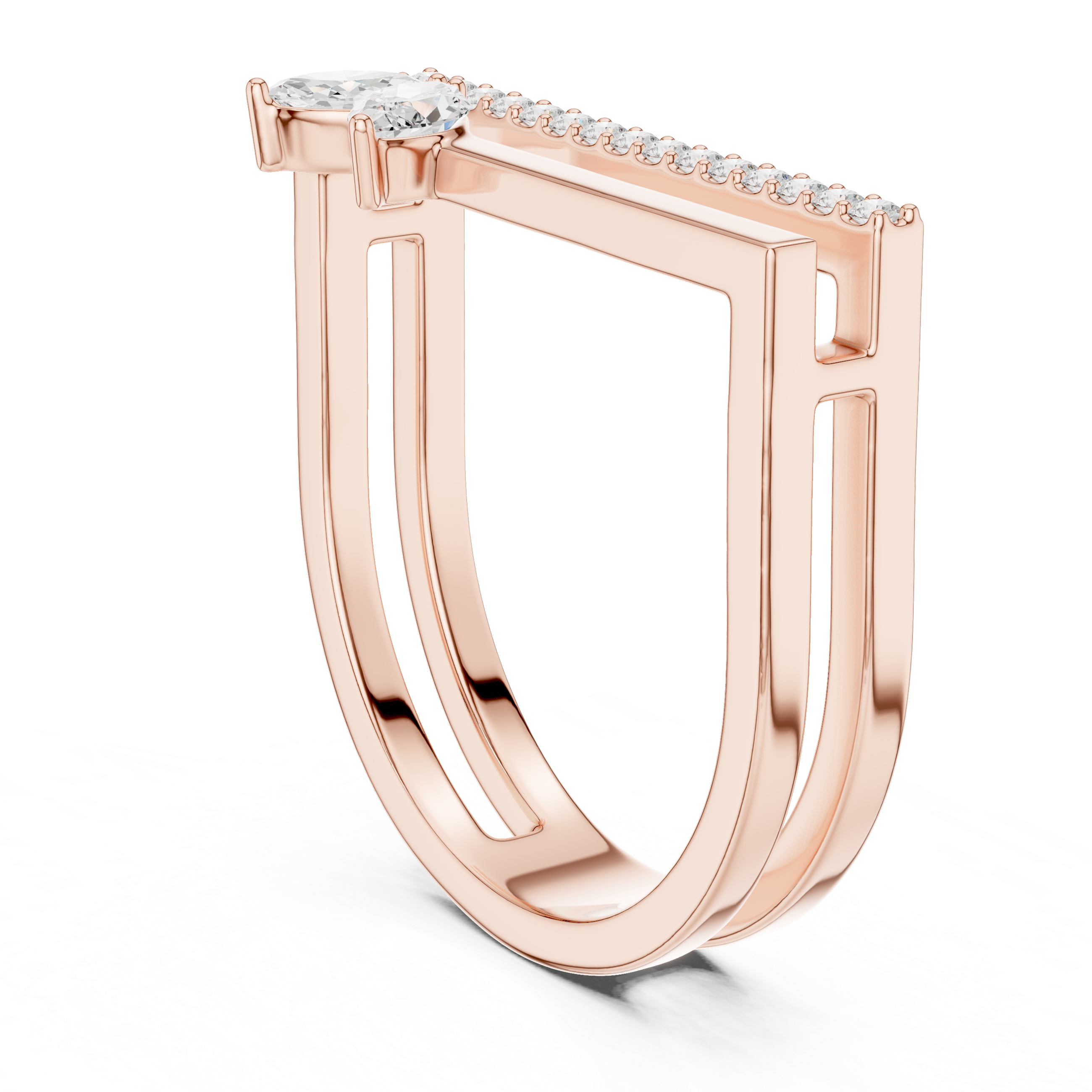 Marquise Diamond Open Bar Engagement Ring