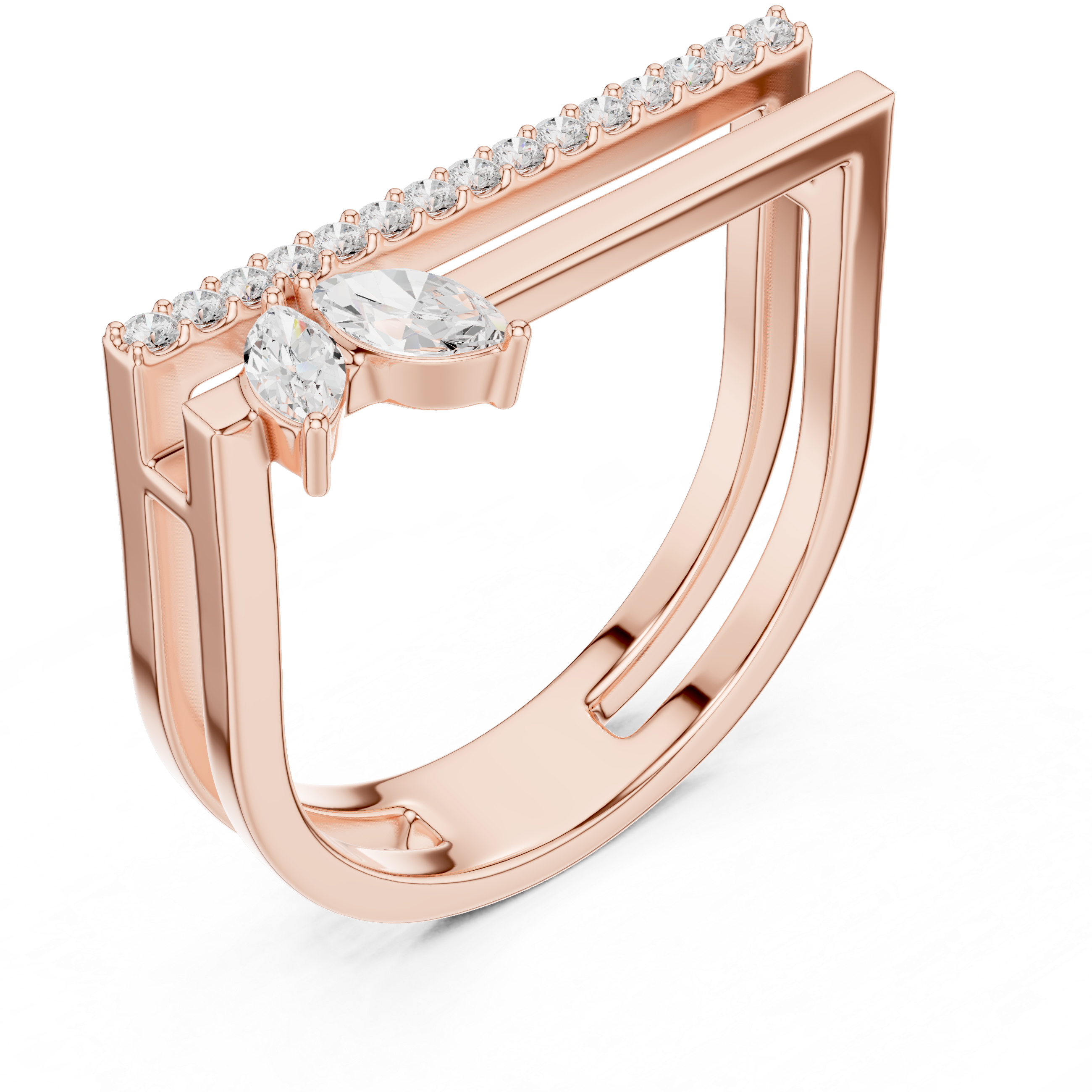 Marquise Diamond Open Bar Engagement Ring