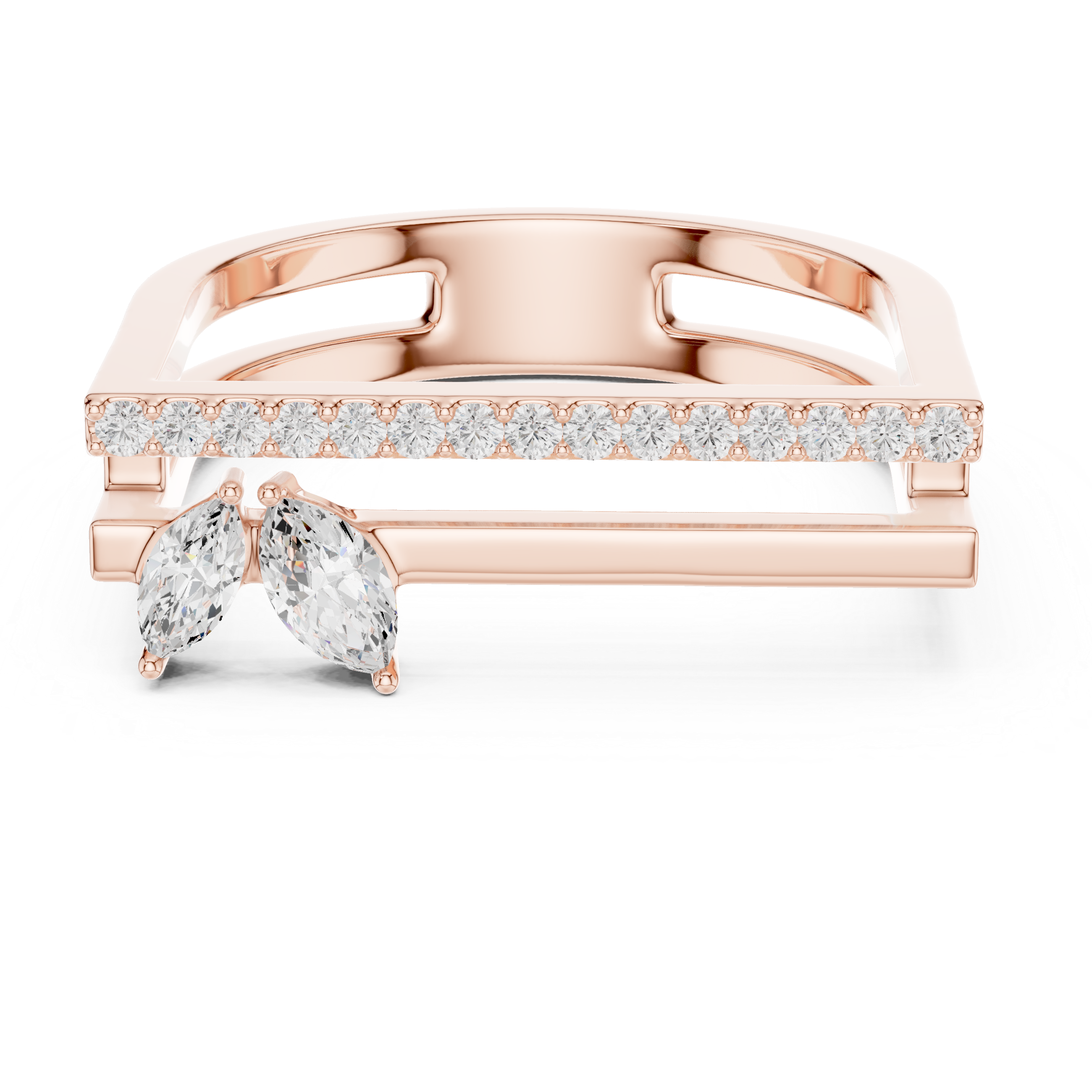 Marquise Diamond Open Bar Engagement Ring