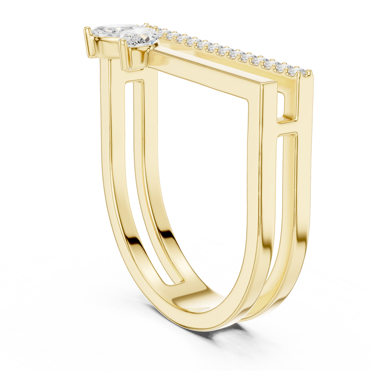 Marquise Diamond Open Bar Engagement Ring – view 6 of 12, lab grown diamond ring | Jewelix Atelier