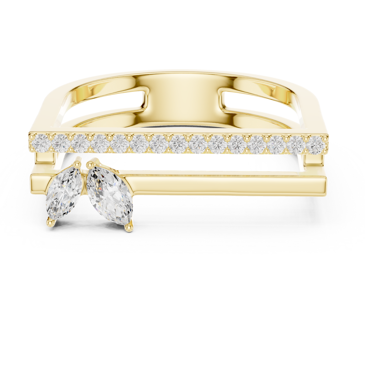 Marquise Diamond Open Bar Engagement Ring – view 5 of 12, lab grown diamond ring | Jewelix Atelier