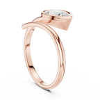 Pear Cut Bezel Set Diamond Bypass Ring
