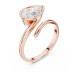 Pear Cut Bezel Set Diamond Bypass Ring