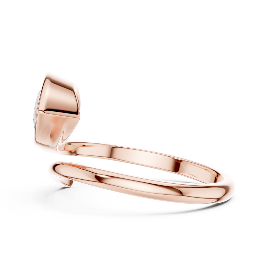 Pear Cut Bezel Set Diamond Bypass Ring