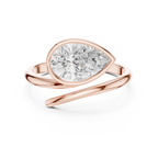 Pear Cut Bezel Set Diamond Bypass Ring