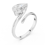 Pear Cut Bezel Set Diamond Bypass Ring