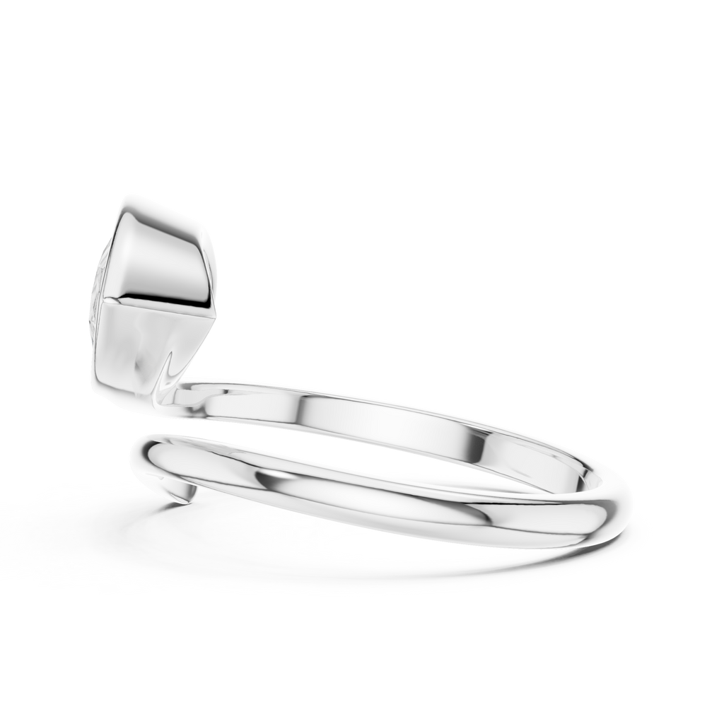 Pear Cut Bezel Set Diamond Bypass Ring