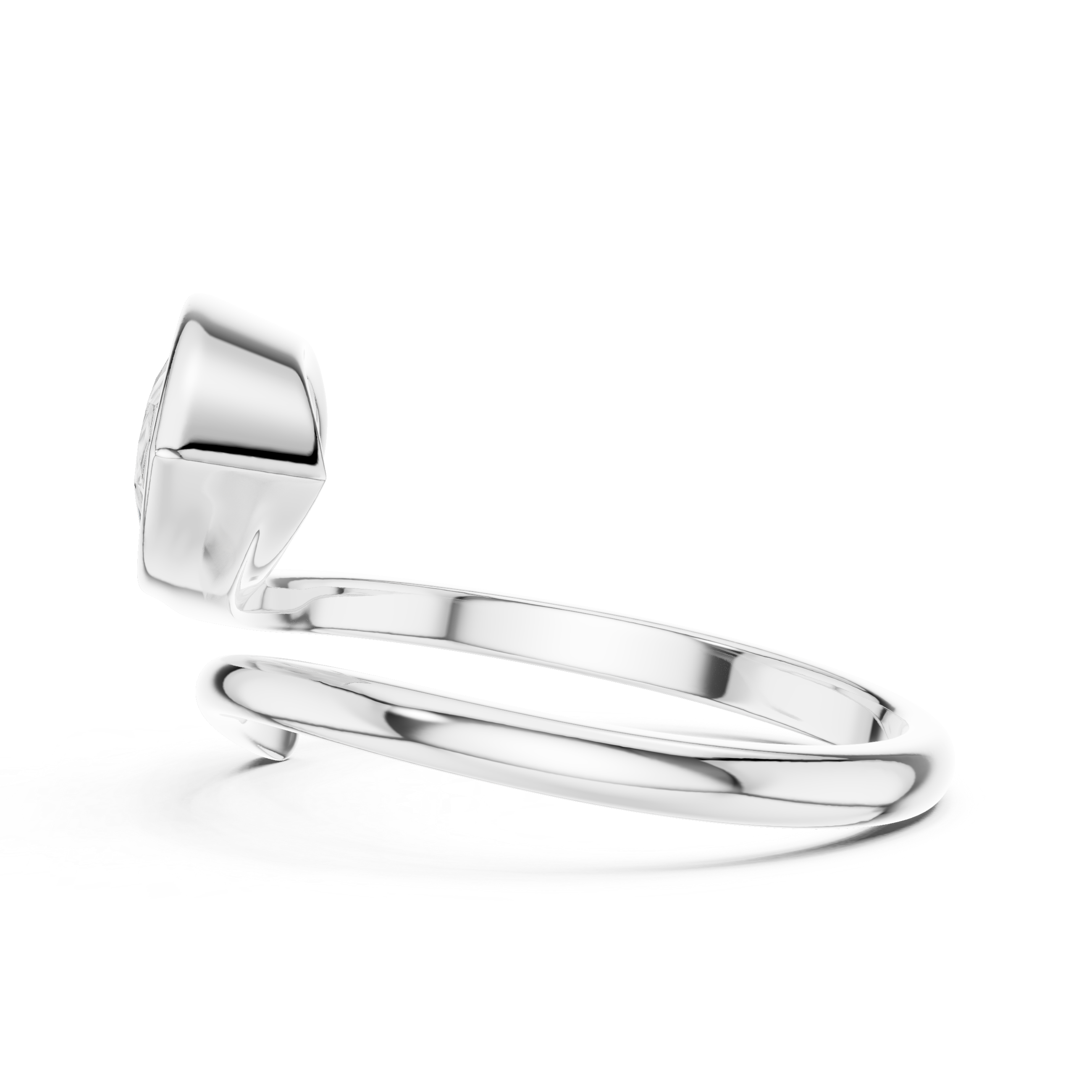 Pear Cut Bezel Set Diamond Bypass Ring