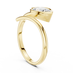 Pear Cut Bezel Set Diamond Bypass Ring