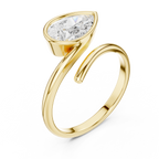 Pear Cut Bezel Set Diamond Bypass Ring