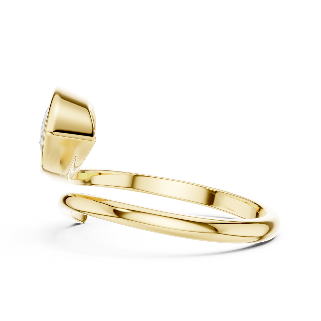 Pear Cut Bezel Set Diamond Bypass Ring