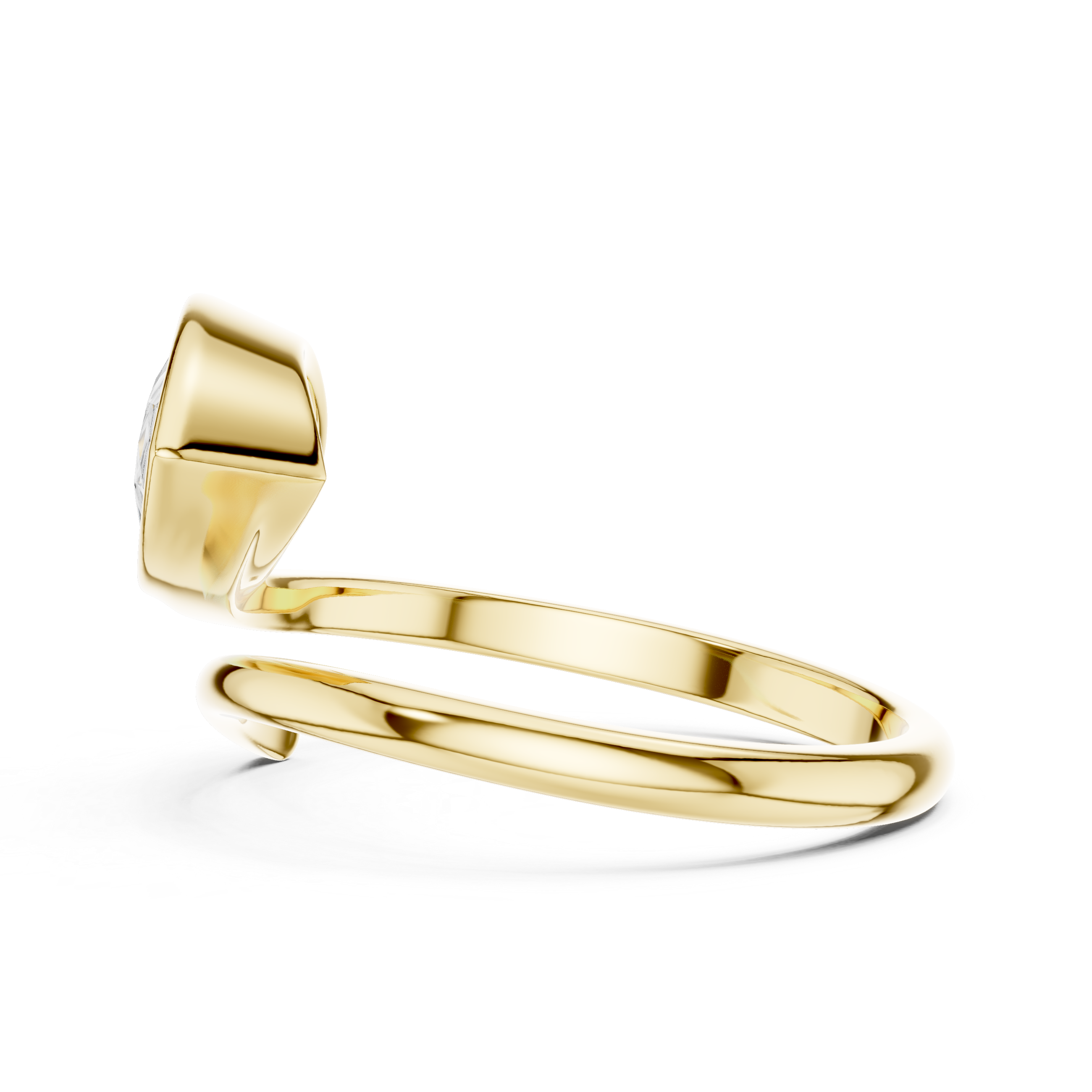 Pear Cut Bezel Set Diamond Bypass Ring
