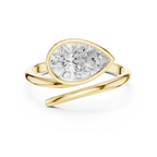 Pear Cut Bezel Set Diamond Bypass Ring