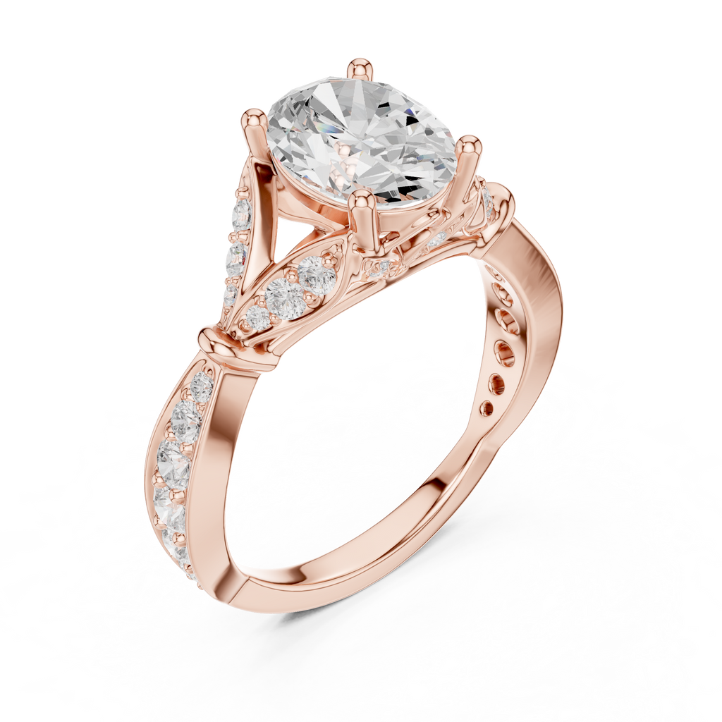 Oval Diamond Vintage Pavé Engagement Ring