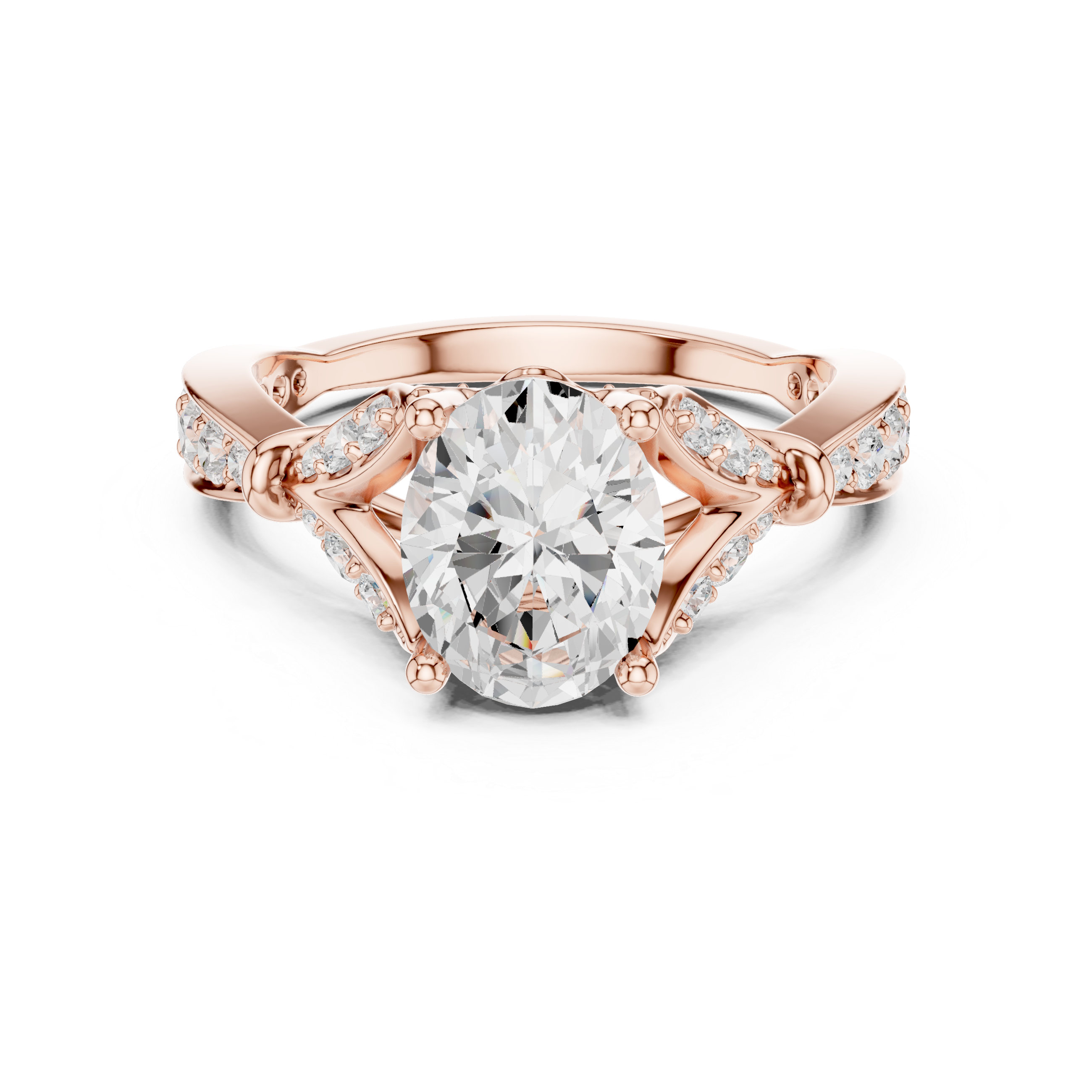 Oval Diamond Vintage Pavé Engagement Ring