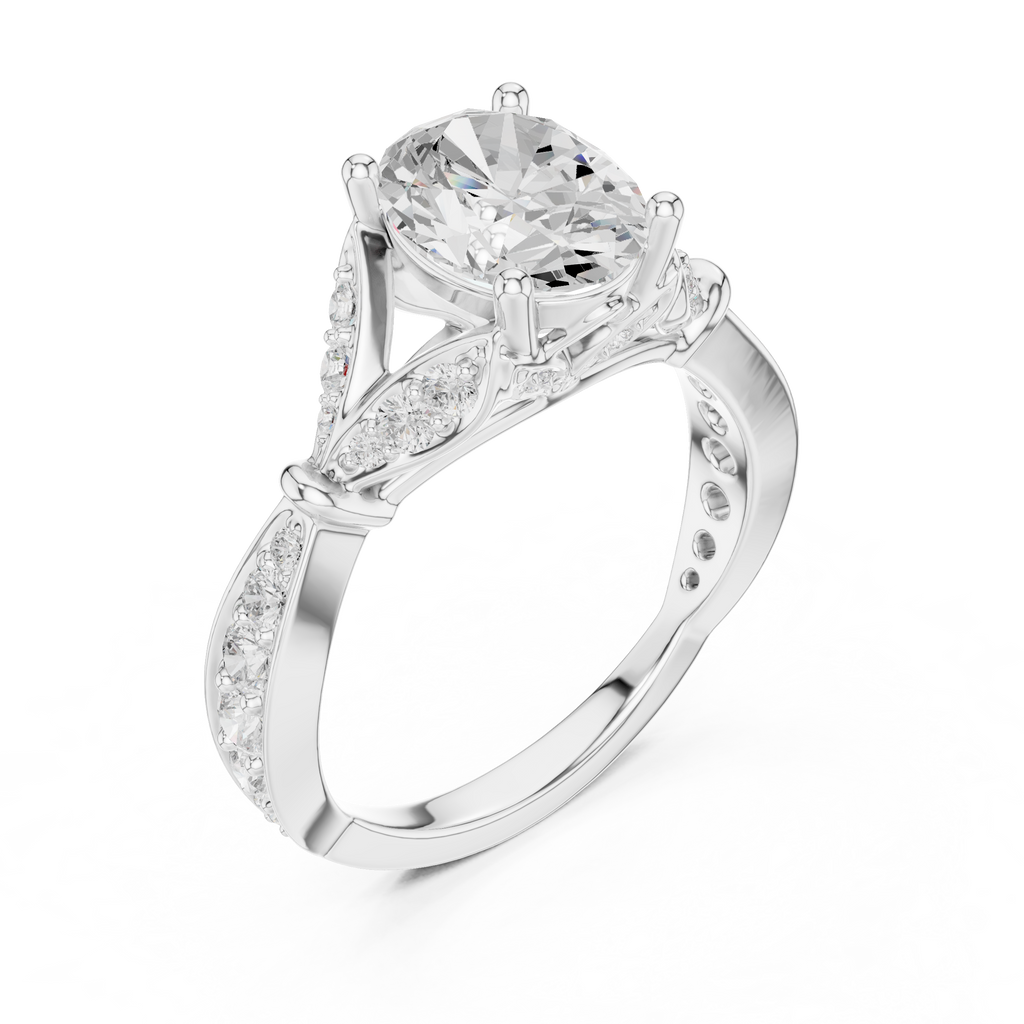 Oval Diamond Vintage Pavé Engagement Ring
