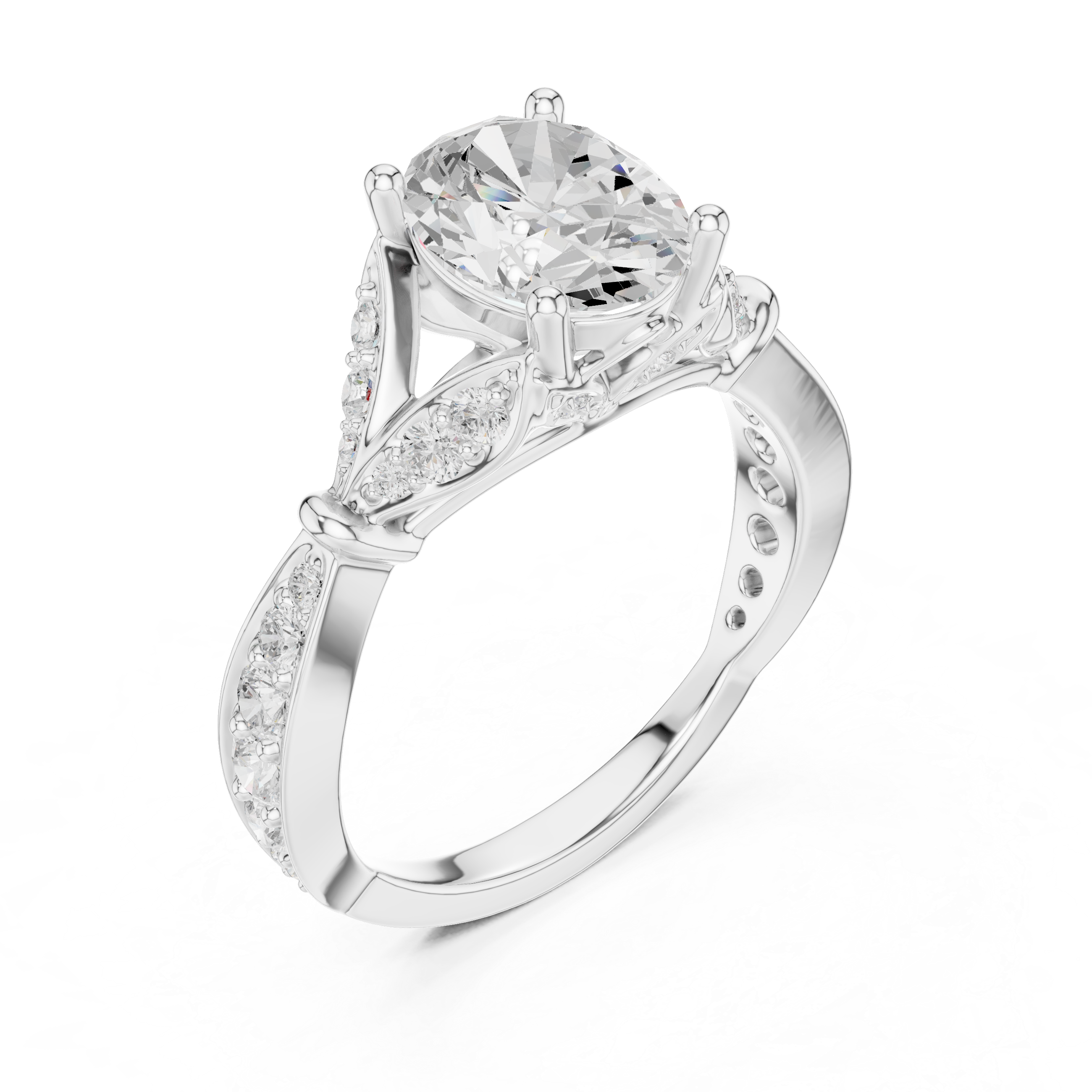 Oval Diamond Vintage Pavé Engagement Ring