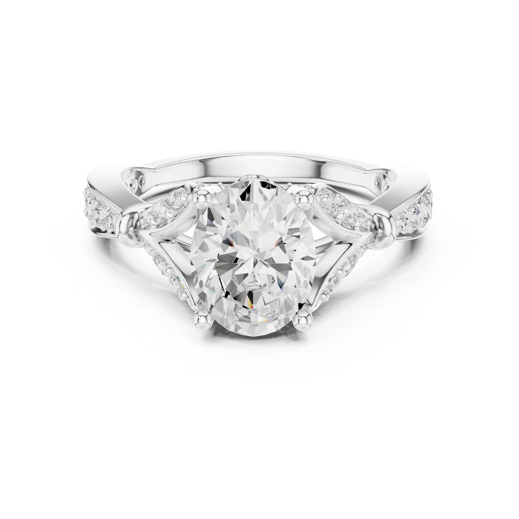 Oval Diamond Vintage Pavé Engagement Ring