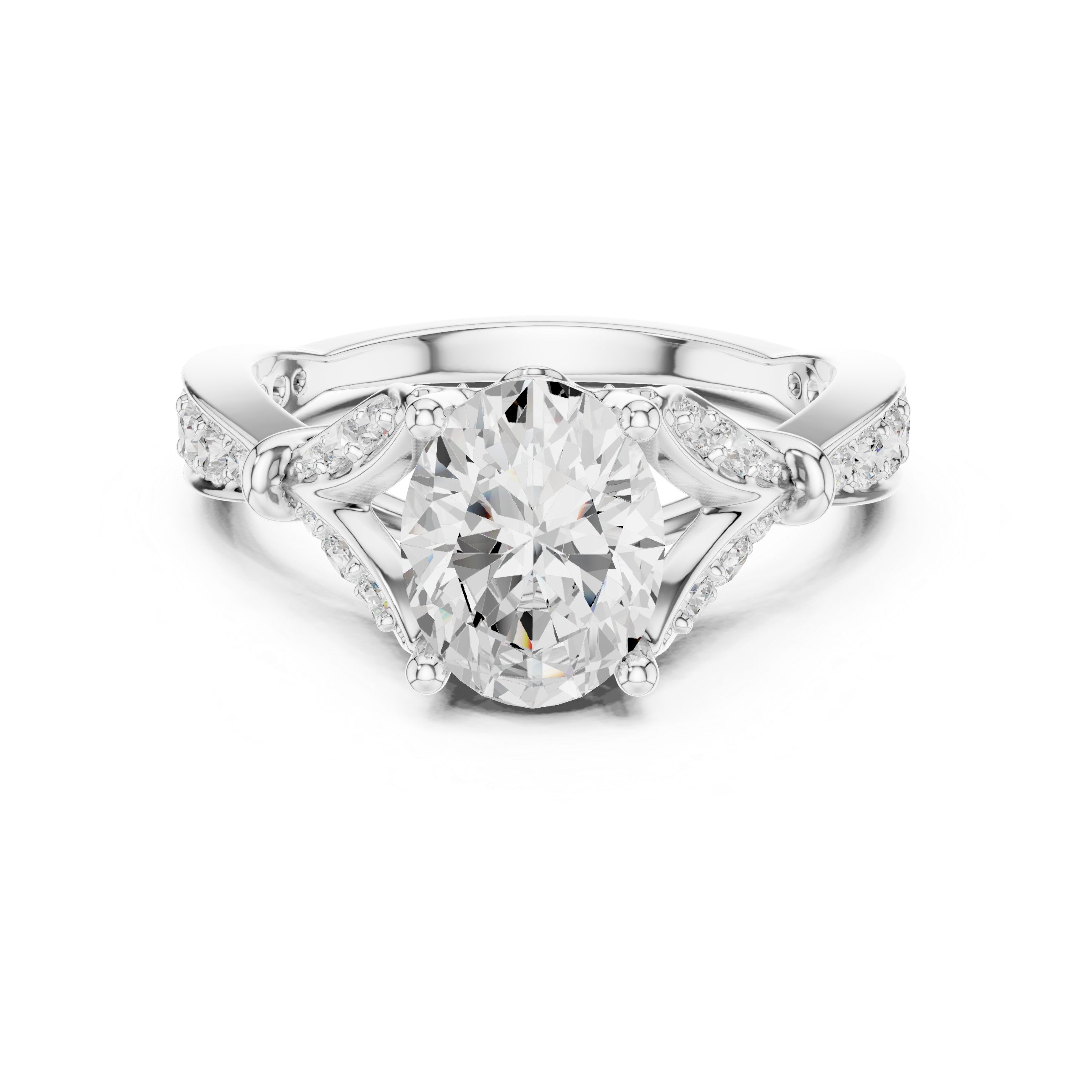 Oval Diamond Vintage Pavé Engagement Ring