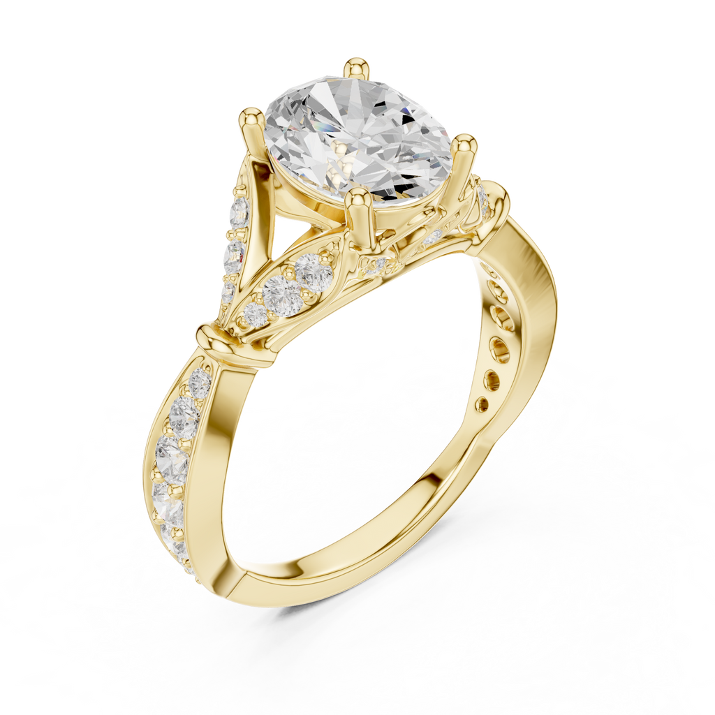 Oval Diamond Vintage Pavé Engagement Ring