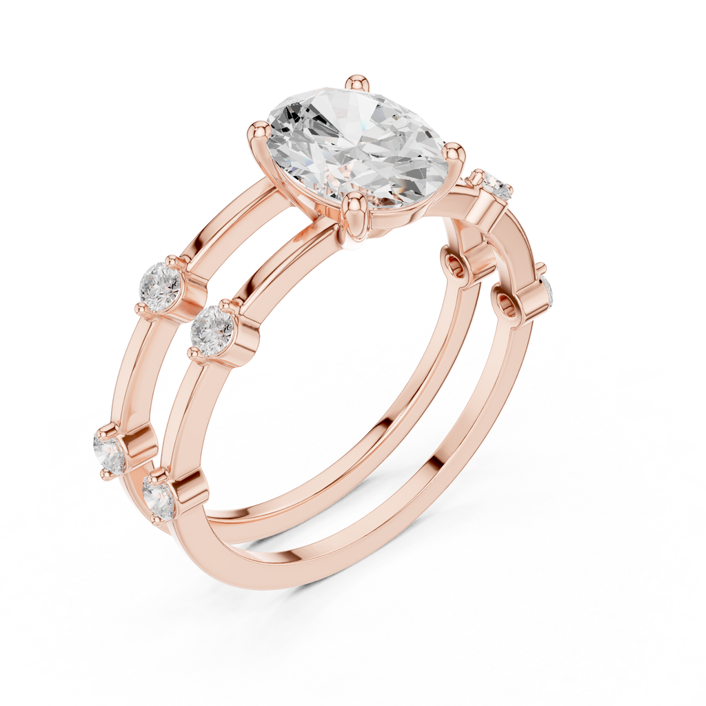 Oval Diamond Multi-Stone Engagement Ring