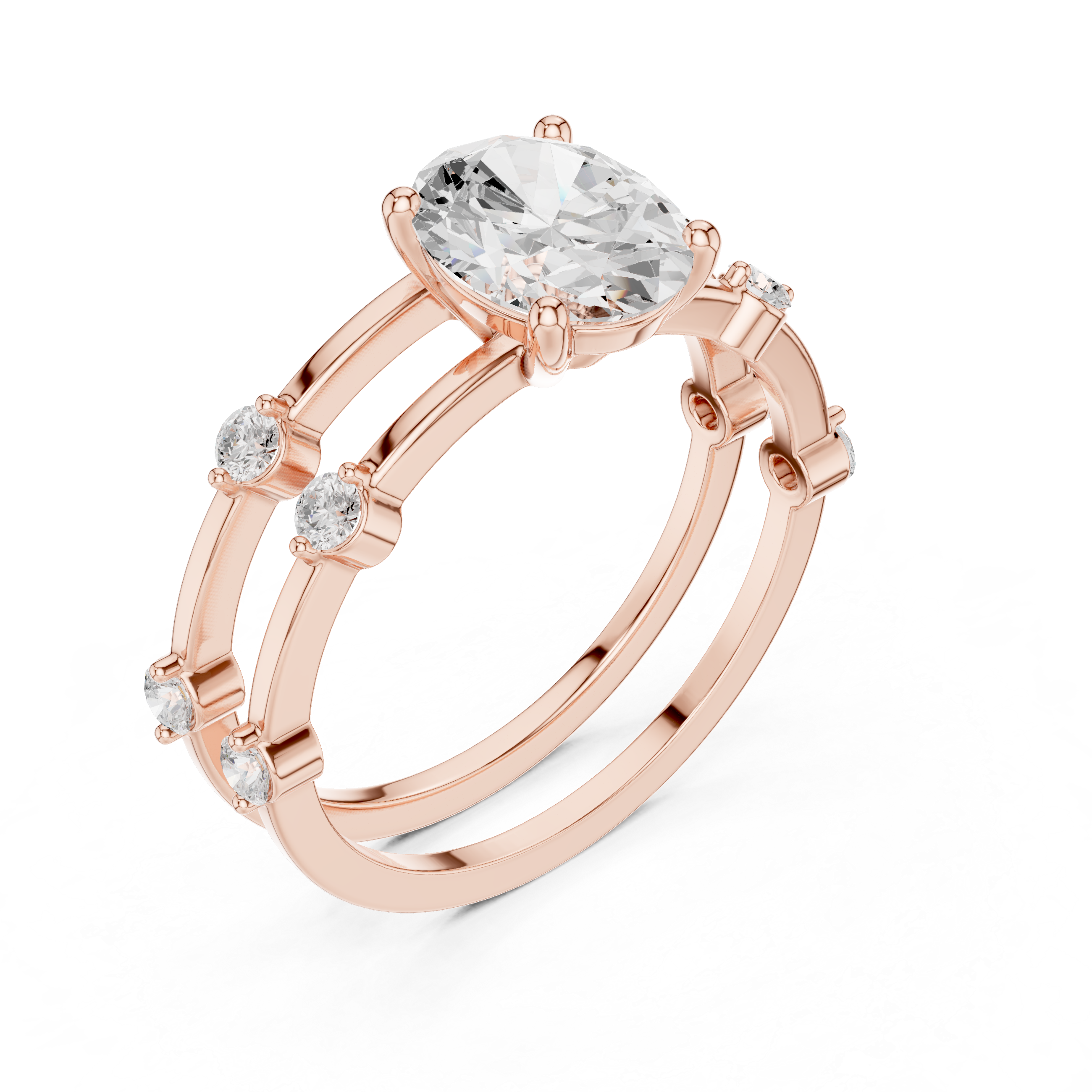 Oval Diamond Multi-Stone Engagement Ring