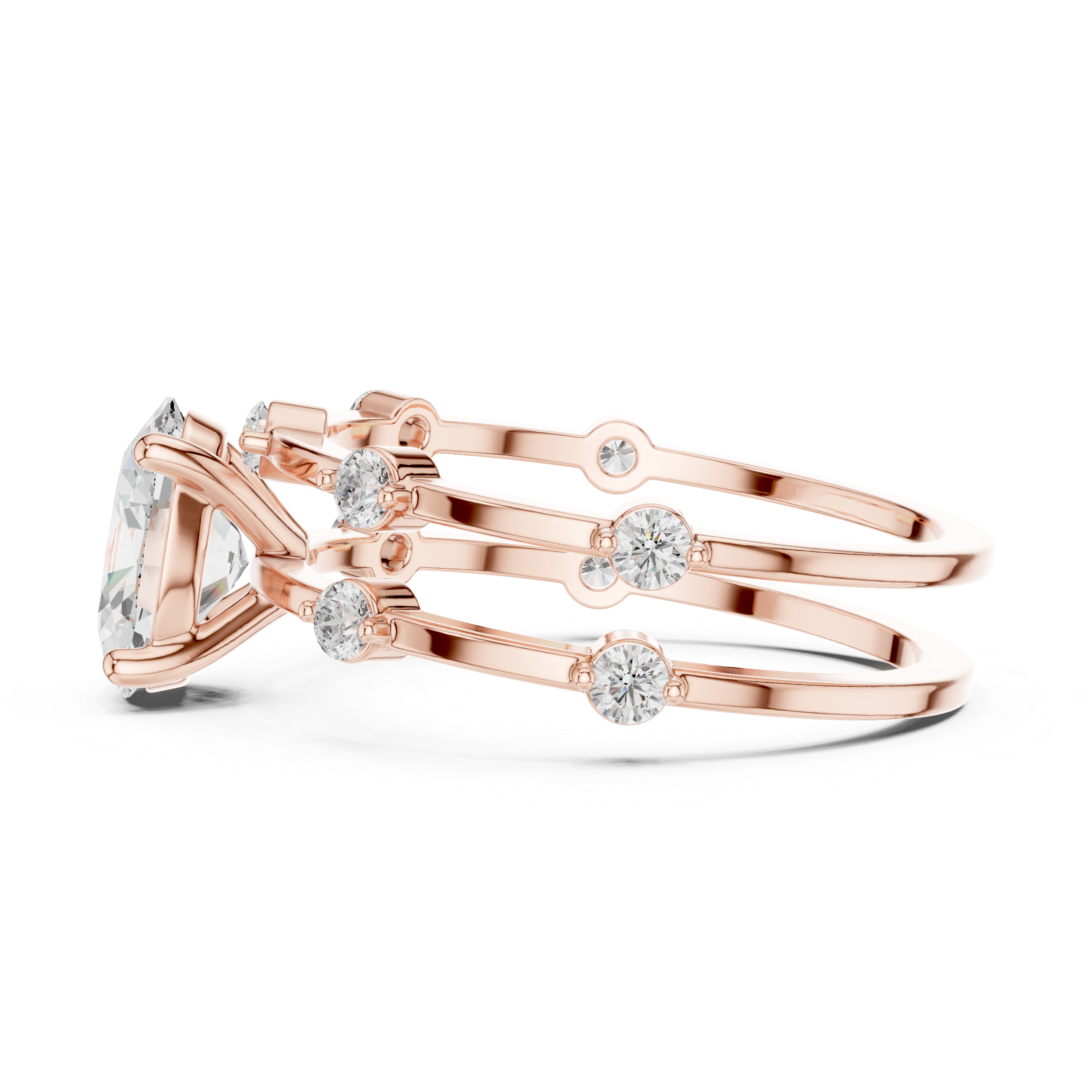 Oval Diamond Multi-Stone Engagement Ring