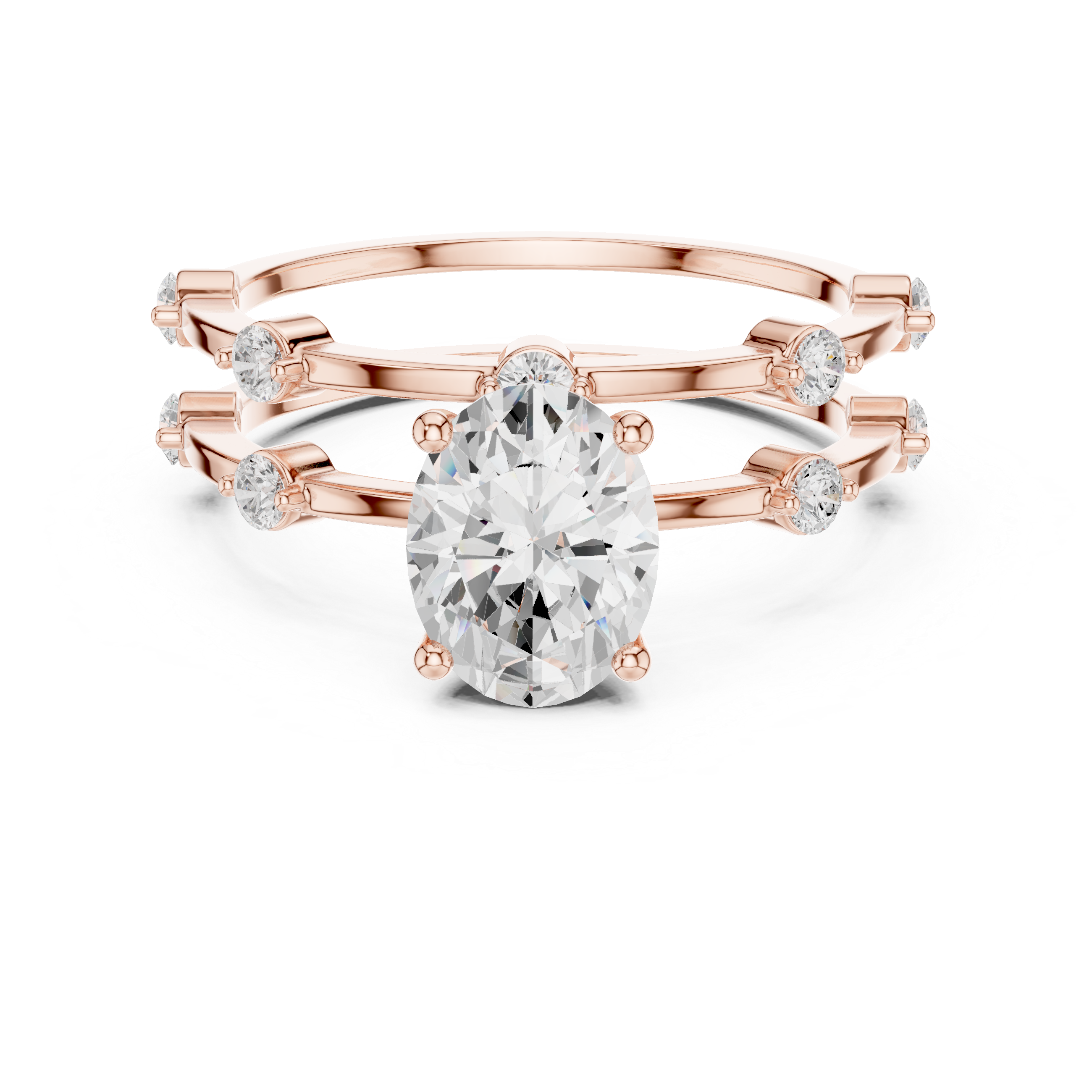 Oval Diamond Multi-Stone Engagement Ring