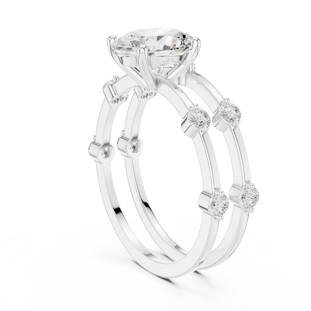 Oval Diamond Multi-Stone Engagement Ring